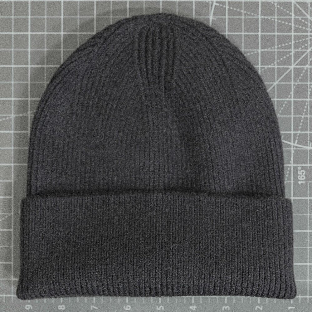 Long Dark Gray Tight-Knit Beanie [winter ski hat toboggan toque tuque]